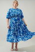 Marinelle Floral Frazier Smocked Tiered Midi Dress Curve